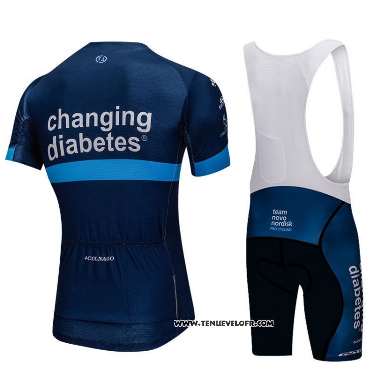 2018 Maillot Ciclismo Changing Diabetes Bleu Manches Courtes et Cuissard